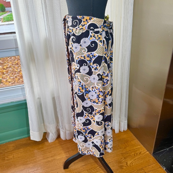 Vintage 80s skirt, black, purple, teal, orange, floral, dots & paisley, 12/14 - Picture 4 of 10